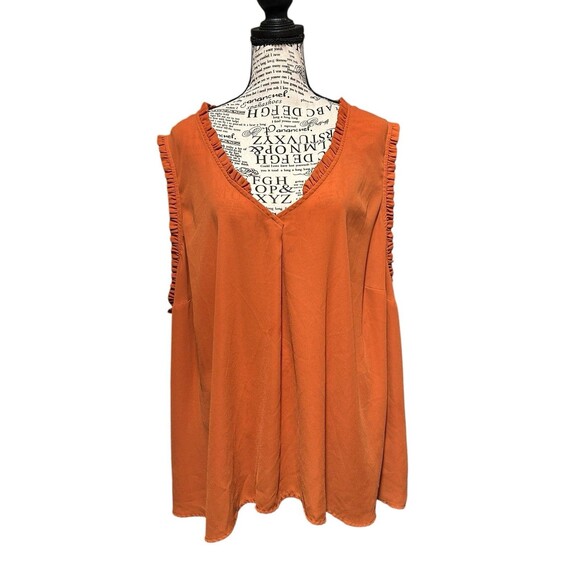 ModCloth‎ Rust Womens Ruffled Sleeveless Lightweight 3X Vacation Travel Fairy - Picture 1 of 7